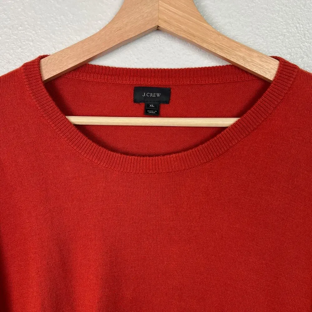 J. Crew Men's Size XL Dark‎ Orange Cotton Crewneck Sweater Long Sleeve Soft